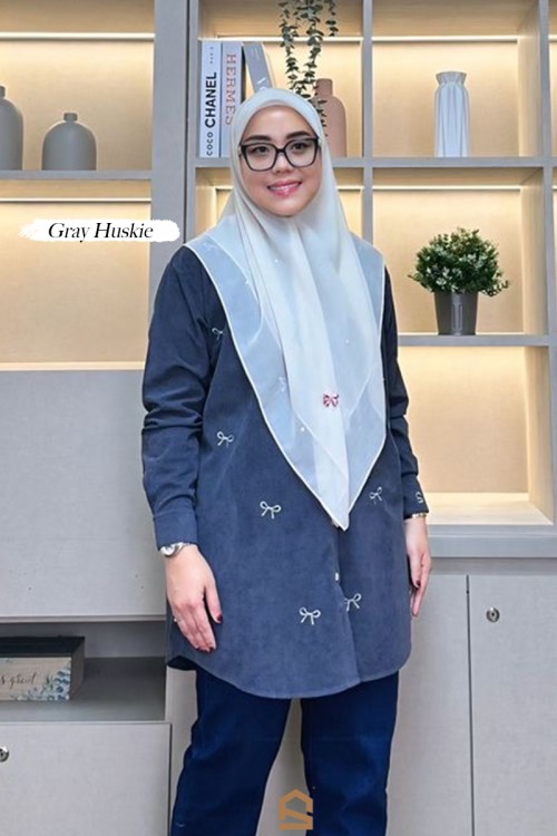 Pre-Order Everly Ribbon - Gray Huskie
