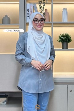 (Pre Order) Evie Stripe V2 - Grey Denim