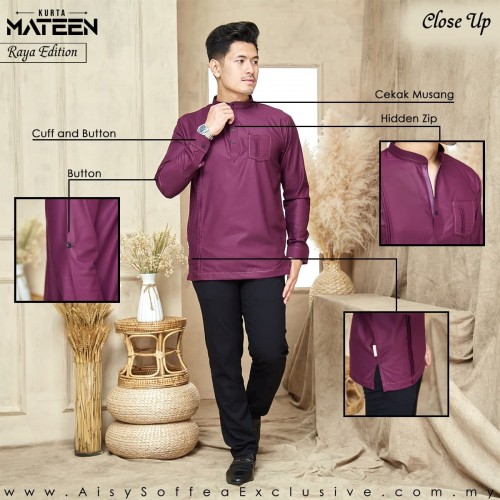 Kurta Mateen Dad - Maroon